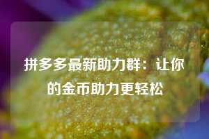 拼多多最新助力群：让你的金币助力更轻松  第1张