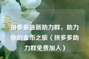 拼多多最新助力群，助力你的金币之旅（拼多多助力群免费加入）  第1张