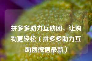 拼多多助力互助团，让购物更轻松（拼多多助力互助团微信最新）  第1张