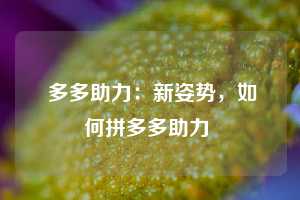  多多助力：新姿势，如何拼多多助力 第1张