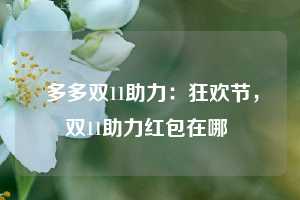  多多双11助力：狂欢节，双11助力红包在哪 第1张